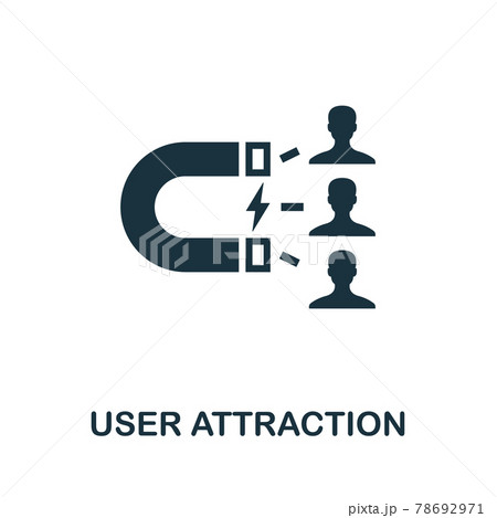 User Attraction icon. Simple creative element. Filled monochrome User Attraction icon for templates, infographics and banners User Attraction icon. Simple creative element. Filled monochrome User Attraction icon for templates, infographics and banners 78692971