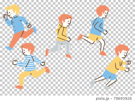 かけっこする子どもたち_セット02 78693926