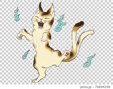 和風の猫又イラストのイラスト素材