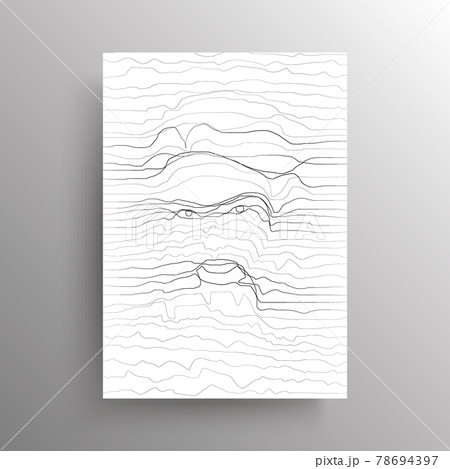 Female face in wavy horizontal lines style. Portrait of an abstract woman in linear distortion style isolated on white background. Design for wall decoration, poster. Vector 78694397