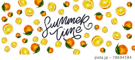 summer sale banner with fruits orange letter vector 78694584