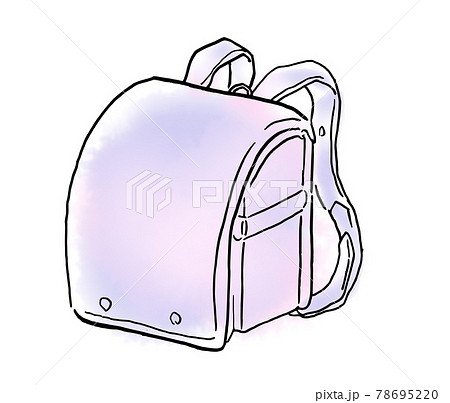 Watercolor Illustration Purple School Bag Stock Illustration