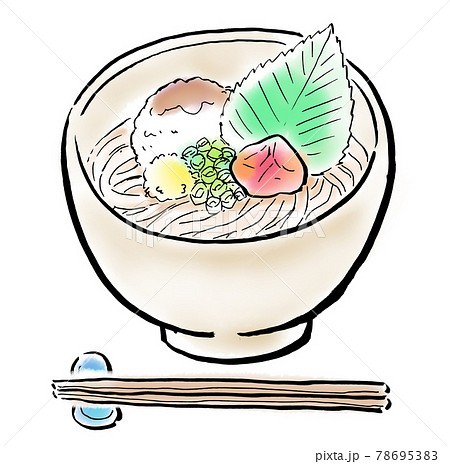 水彩イラスト　梅おろしうどん 78695383