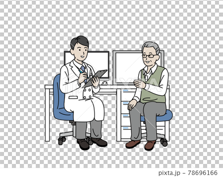 Elderly man and doctor counseling medical examination senior elderly patient illustration material 78696166