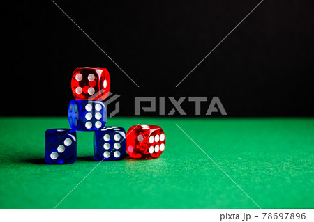 dice red and blue color green and black background dice red and blue color green and black background 78697896