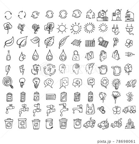 Ecology Doodle vector icon set. Drawing sketch illustration hand drawn line eps10 78698061
