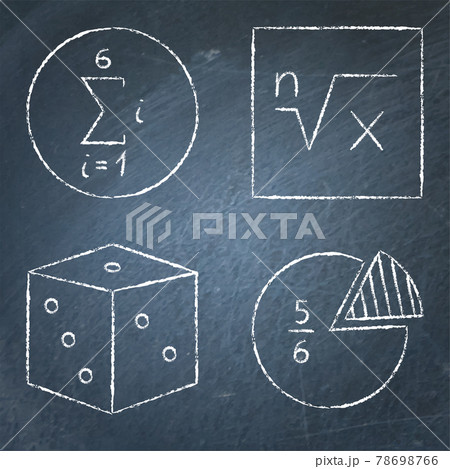 Math icons set in line style on chalkboard Math icons set in line style on chalkboard 78698766