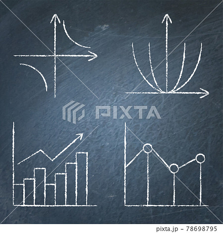 Math science icons set in line style on chalkboard Math science icons set in line style on chalkboard 78698795