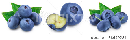 fresh blueberry isolated on white background closeup with full depth of field. Set or collection 78699281