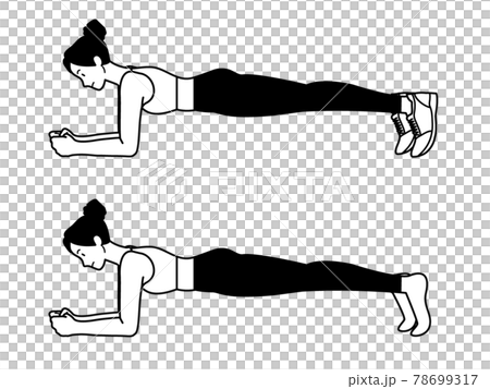 Female Black And White Plank Doing Muscle Training Stock Illustration 