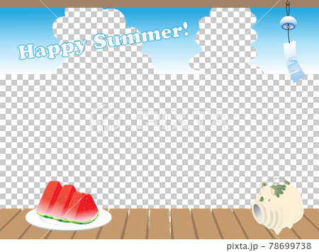 夏の縁側フレーム英文字入り 78699738