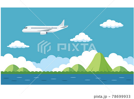 飛行機と空と山のイラスト素材のイラスト素材