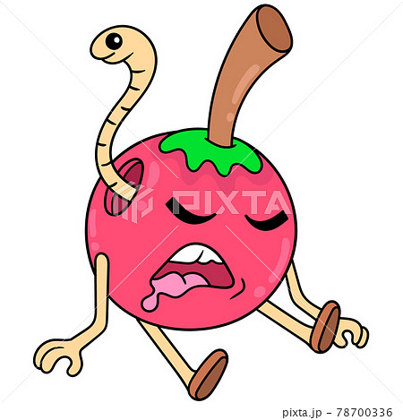 Tomato fruit is drooling sleeping with caterpillar holes in its body, doodle icon image kawaii Tomato fruit is drooling sleeping with caterpillar holes in its body, doodle icon image kawaii 78700336