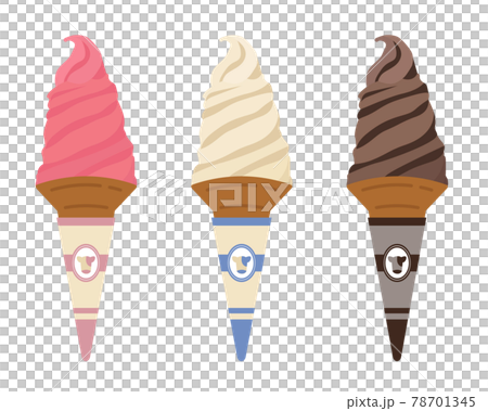 Strawberry vanilla chocolate soft serve ice cream set Strawberry vanilla chocolate soft serve ice cream set 78701345