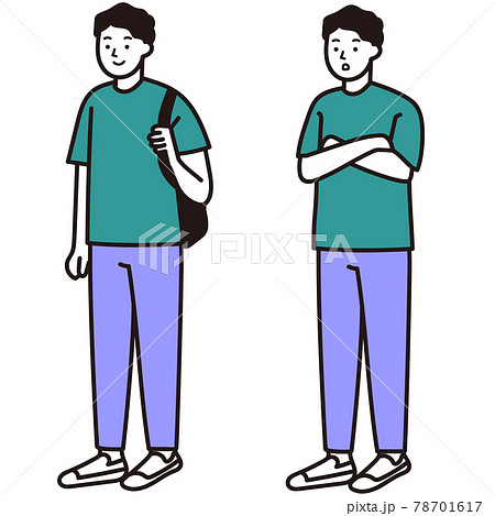 若い男性が立っている全身ベクターイラストのイラスト素材