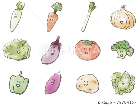 野菜 かわいい 自然 ナチュラル イラスト 水彩風 78704157