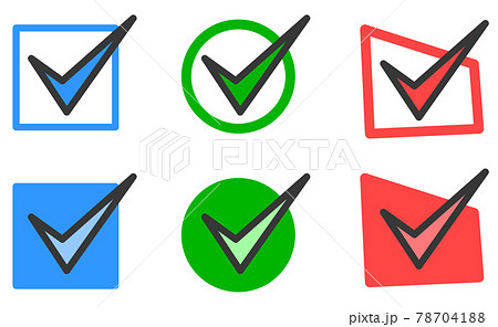 印をするチェックマークのイラスト種類のイラスト素材