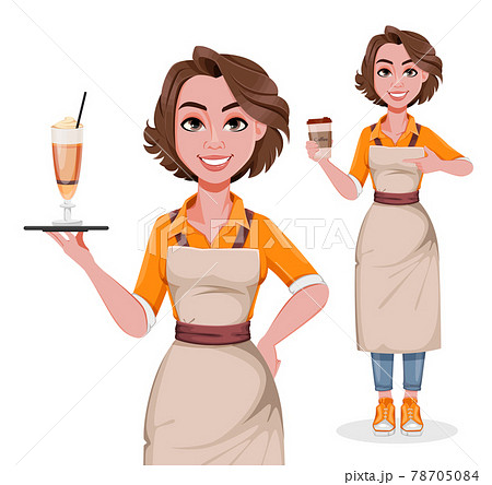 Female Barista, Set Of Two Posesのイラスト素材 [78705084] - PIXTA