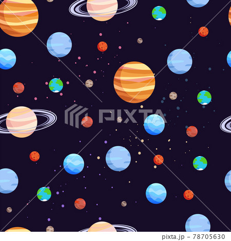 Space and Planets Pattern Vector Illustration 78705630