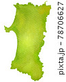 水彩画の秋田県地図のイラスト 78706627