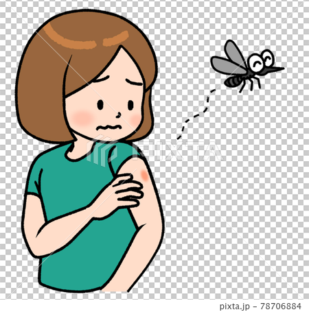 A girl who seems to hate her arm being bitten by a mosquito A girl who seems to hate her arm being bitten by a mosquito 78706884