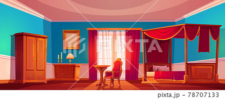 Old luxury bedroom interior with canopy bed 78707133