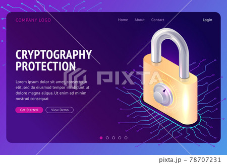 Cryptography protection, web isometric concept 78707231