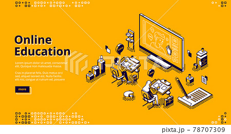 Online education isometric landing page web banner Online education isometric landing page web banner 78707309