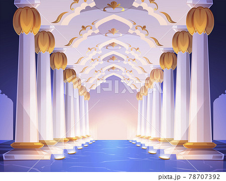 Corridor with columns and arches in palace 78707392