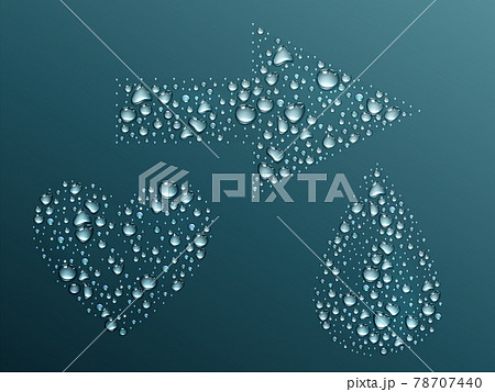 Condensation water droplets heart, tear and arrow 78707440