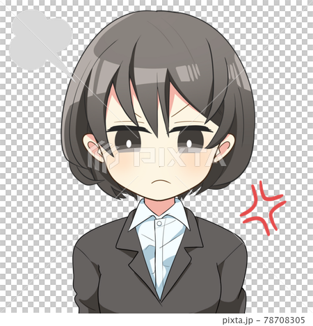 リクルートスーツの女性　バストアップイラスト　怒る 78708305