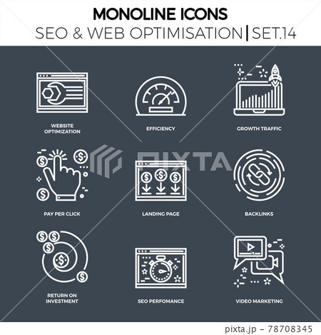 Line icons set with flat design. 78708345