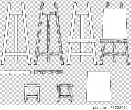 イーゼルとイス01-線画 イーゼルとイス01-線画 78708481