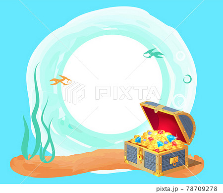 Photo Frame with Gold Coins in Old Wooden Chest 78709278