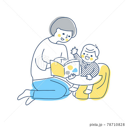 赤ちゃんに読み聞かせをしているママ 78710828