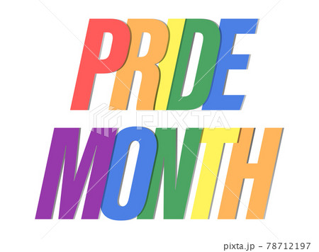 Pride month colored rainbow letters. LGBT Pride June. Tolerance and love. Festival of sexual minorities, gays and lesbians, transgender people. Design for banner and  poster. Vector illustration 78712197