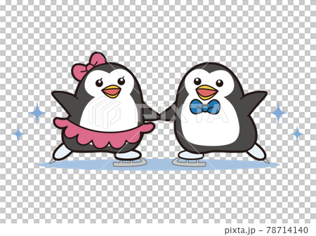 フィギュアスケートするペンギンのペア 78714140