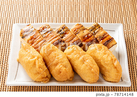 いなり寿司と焼き穴子押し寿司の盛り合わせ。 いなり寿司と焼き穴子押し寿司の盛り合わせ。 78714148