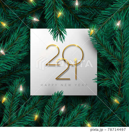 New Year 2021 3d pine tree christmas light card New Year 2021 3d pine tree christmas light card 78714497