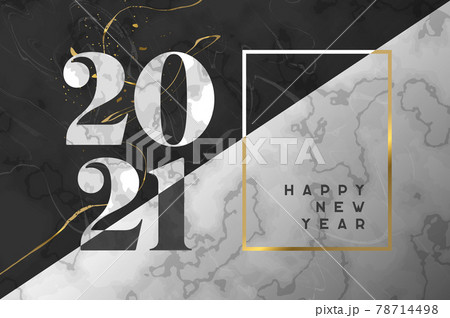 Happy New Year 2021 black white marble card 78714498