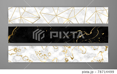Black white marble web banner gold luxury set 78714499