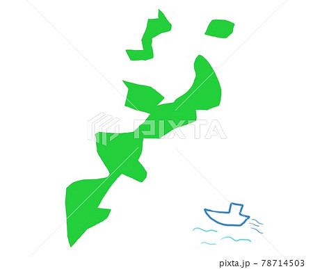 沖縄県のイメージ地図と船 78714503