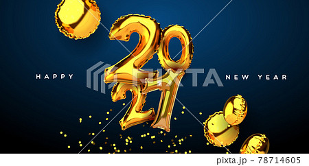 New Year 2021 gold 3d party balloon card New Year 2021 gold 3d party balloon card 78714605
