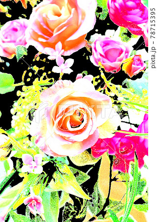 バラの花咲く癒しの窓辺のイラスト素材