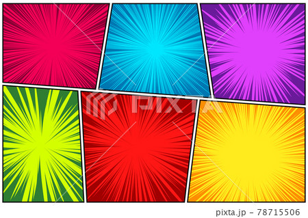 Comic book colorful radial lines collection. Cartoon comics background with motion, speed lines 78715506