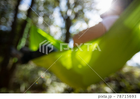 Defocused hammocking in summer tropical forest 78715693