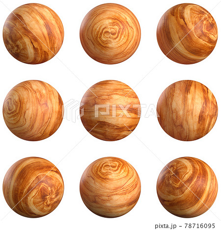木目の球体のグラフィック素材のイラスト素材