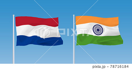 インドとオランダの国旗のイラスト素材