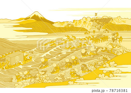 葛飾北斎イメージ東海道金谷ノ不二金白バック 78716381