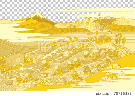 葛飾北斎イメージ東海道金谷ノ不二金白バック 78716381